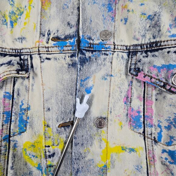 MSGM Jean Multicolor G-Jacket Size 42 US M/8 White Paint Splatter Made in Italy - Picture 3 of 16